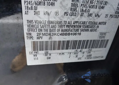 2011 Ford Edge Limited z USA, uszkodzony, nr VIN 2FMDK3KC4BBB10616